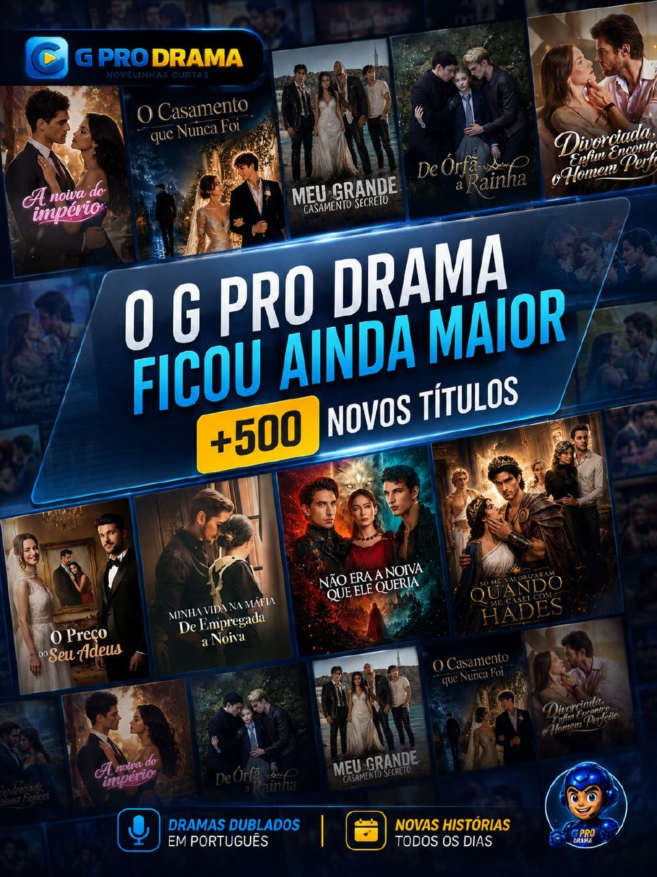 O G PRO DRAMA FICOU AINDA MAIOR! 🔥 Prepare-se para mergulhar em novas histórias, romances, reviravoltas e muito drama! 😍🎬 📺 +500 NOVOS TÍTULOS esperando por você! 🎙️ Dramas du…