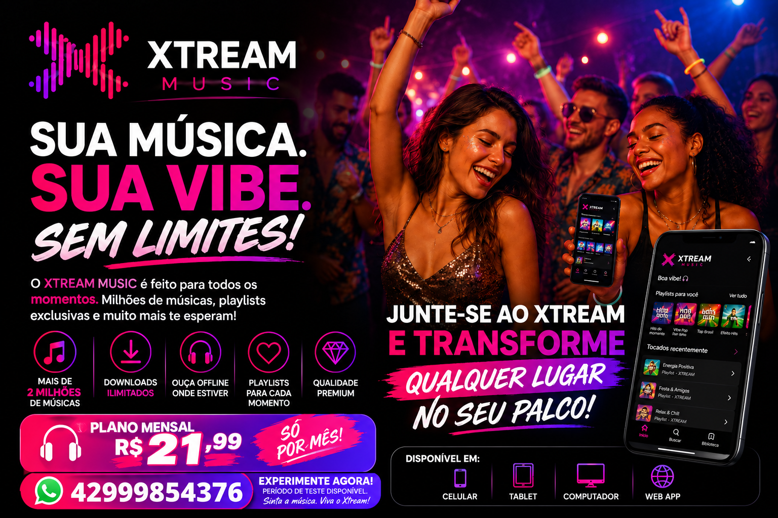 Um jeito novo de ouvir suas músicas São mais de 4 milhões de músicas na melhor qualidade Entre em contato e peça seu teste gratuito agora